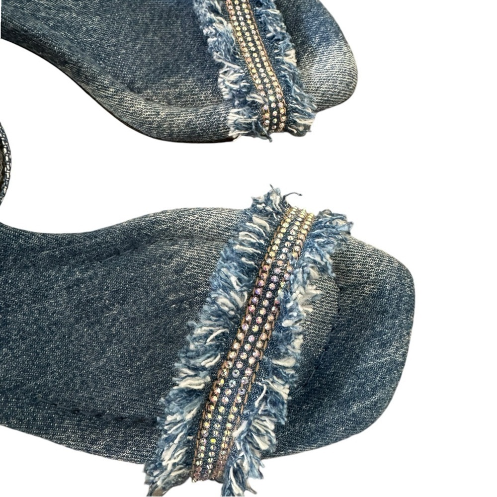 Ash Lover Ankle Strap Sandals Heels 39 Denim Studded - Picture 3 of 9